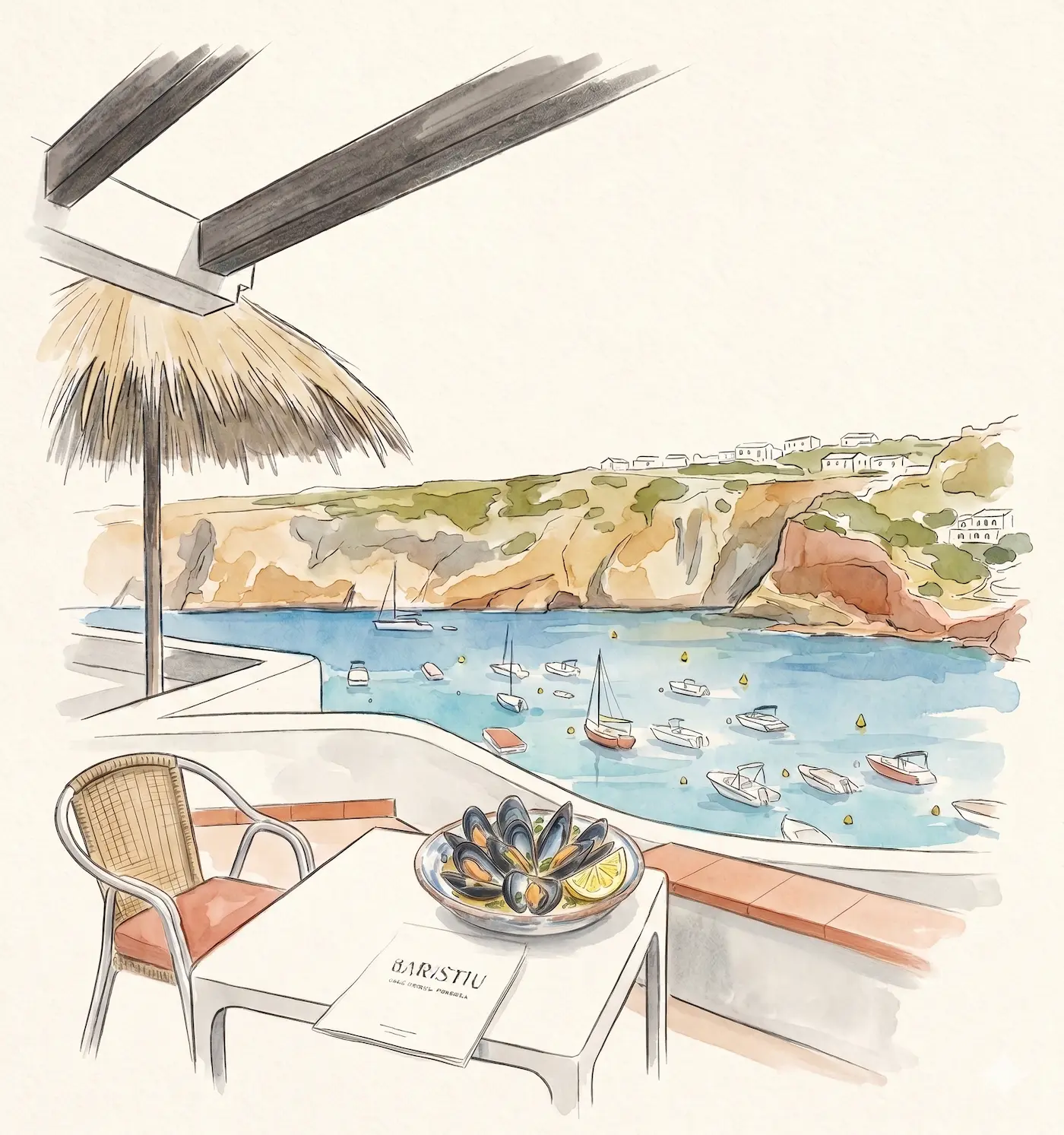 Foto de Baristiu, con vista a la playa de Cala Morell, Ciutadella.